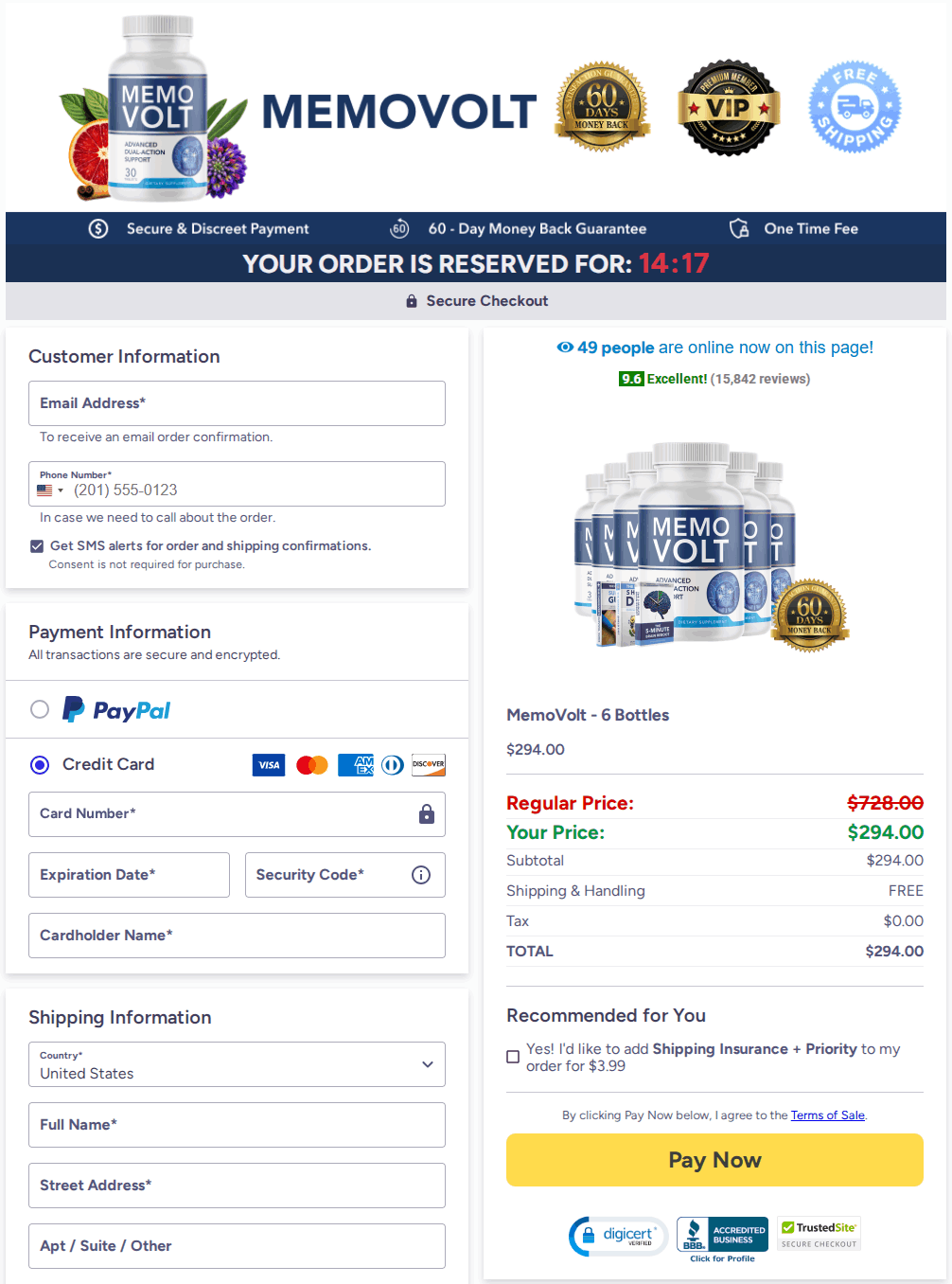 MemoVolt Checkout